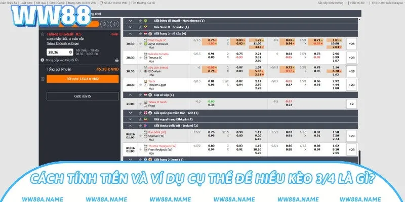 Cách tính tiền và ví dụ cụ thể để hiểu kèo 3/4 là gì?