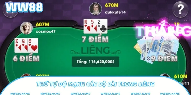 Thứ tự độ mạnh các bộ bài trong Liêng